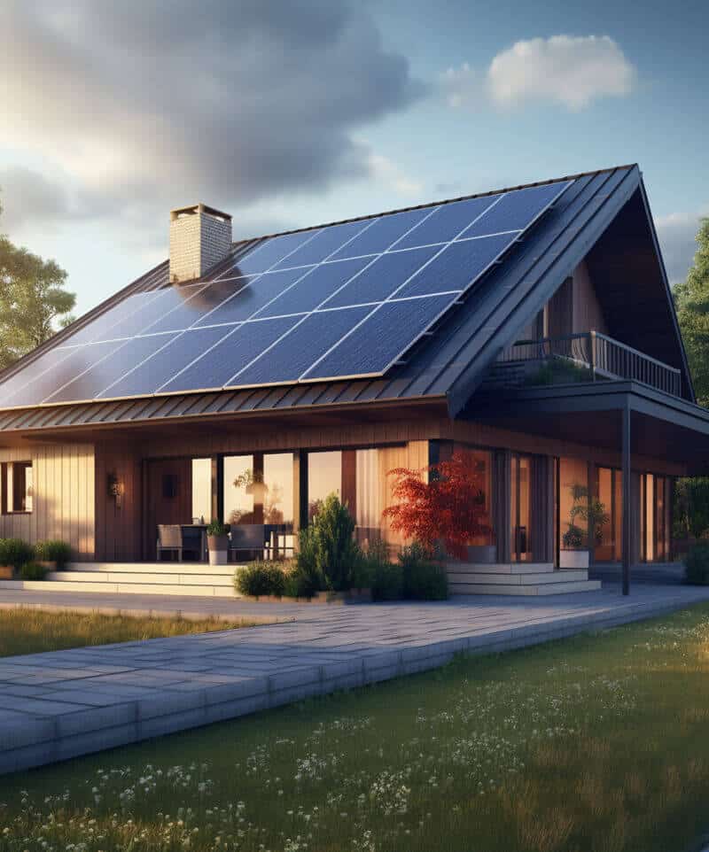 maison moderne avec panneau solaire